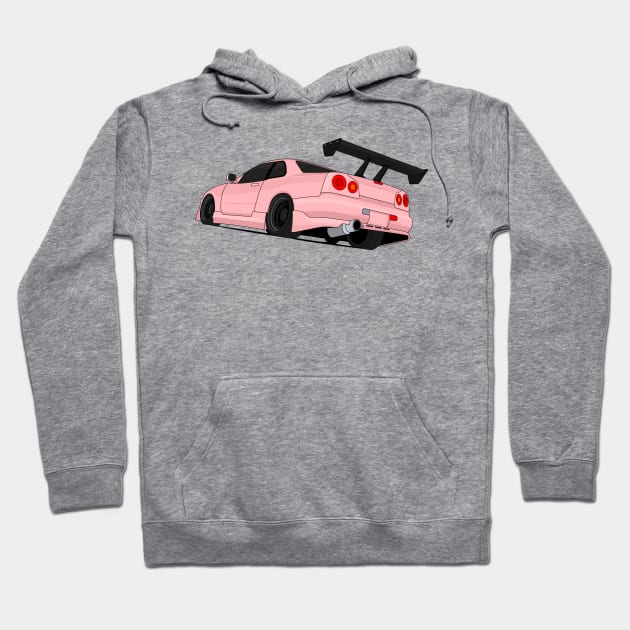 SKYLINE GTR R34 PINK Hoodie by VENZ0LIC